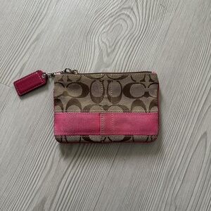Coach Brown and Pink Signature Wristlet
